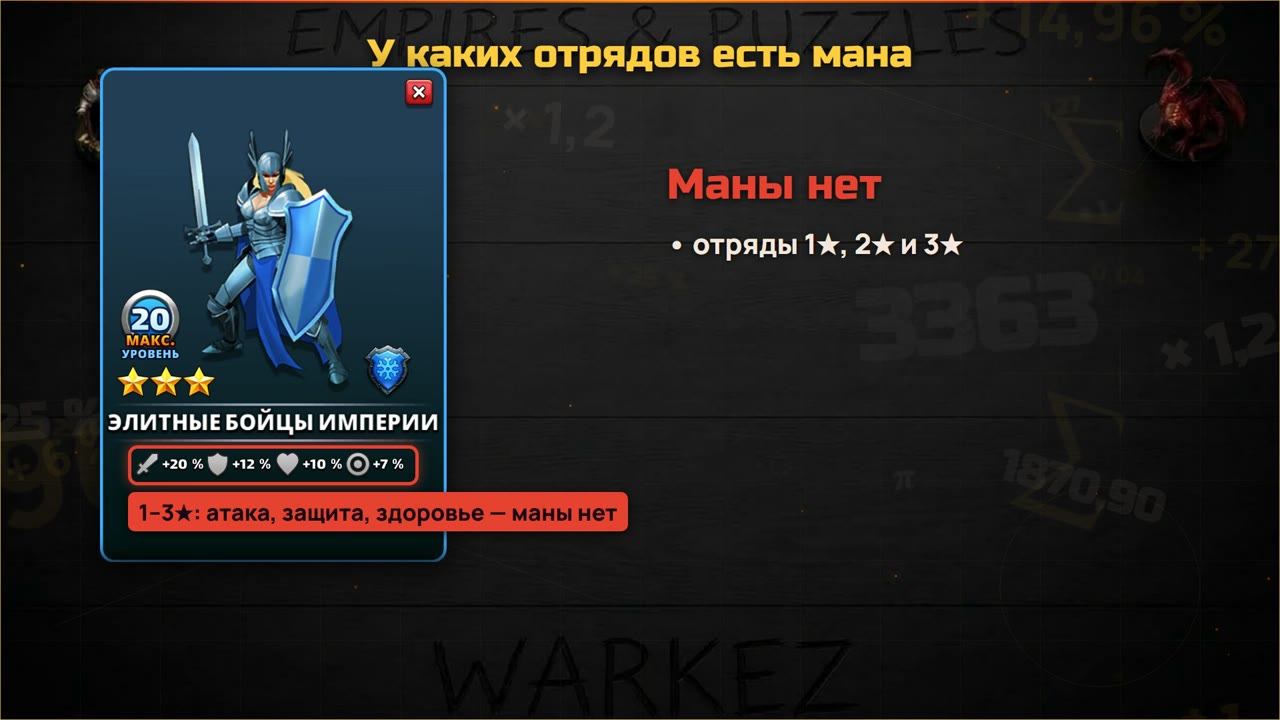 У отрядов 1–3★ маны нет